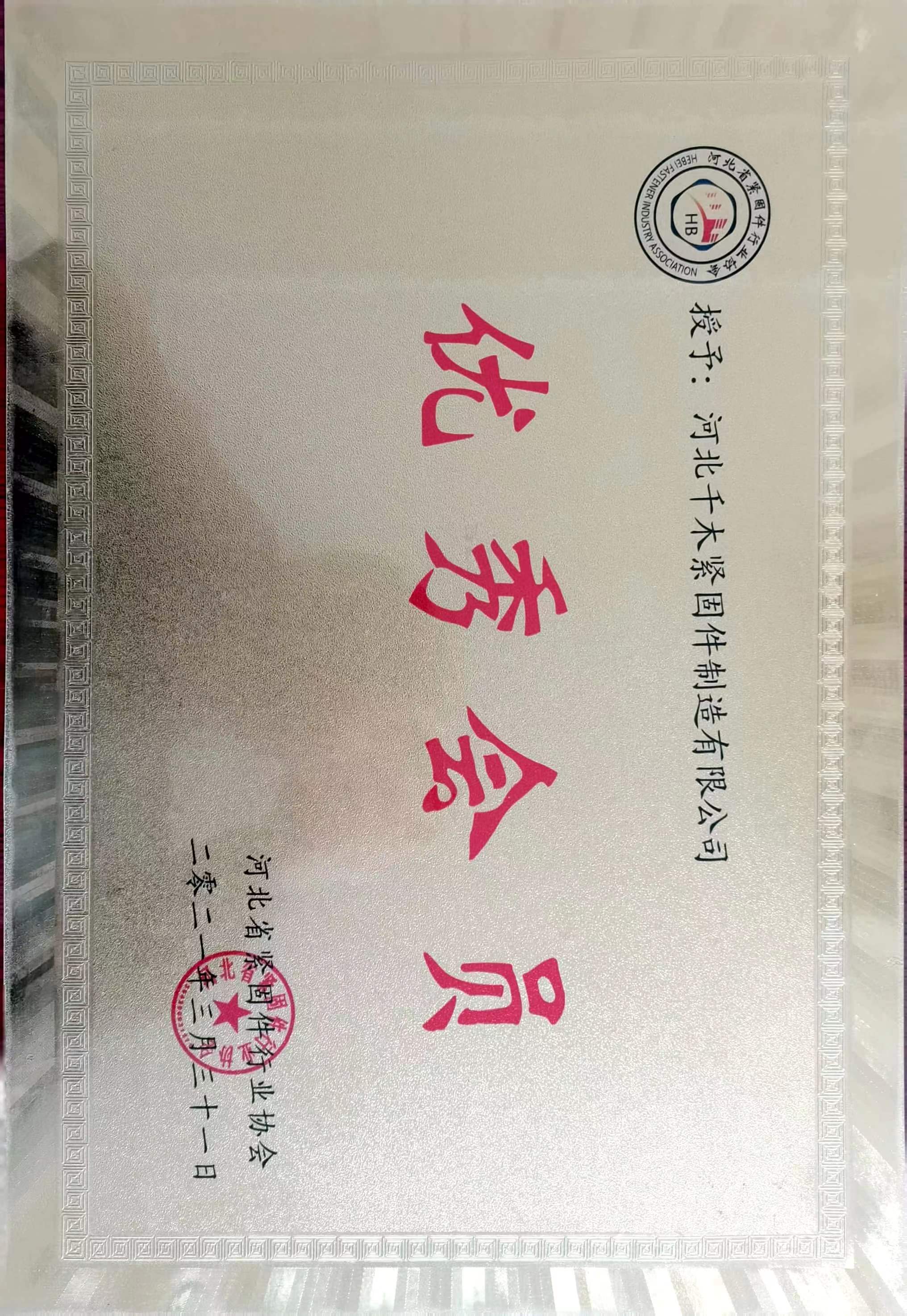 河北緊固件行業協會優(yōu)秀委員